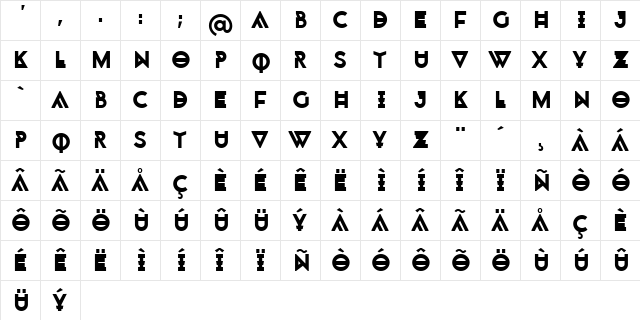 Monohypster Regular  glyph index