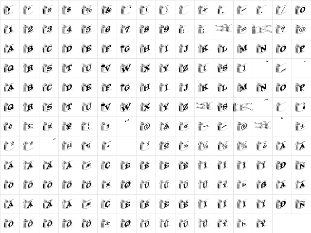 Heraldic Wide Regular  glyph index