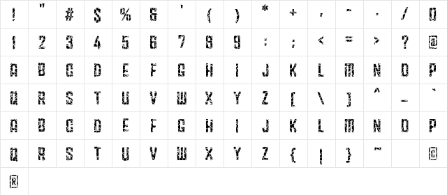 Fracture5758 Regular  glyph index