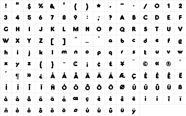 Glowworm MN Regular  glyph index