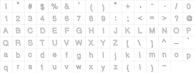 SchnellerMedium Hollow Regular  glyph index