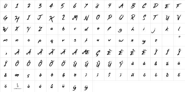 Kamikaze Warfare Regular  glyph index
