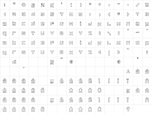 ZipSonikSketch Regular  glyph index