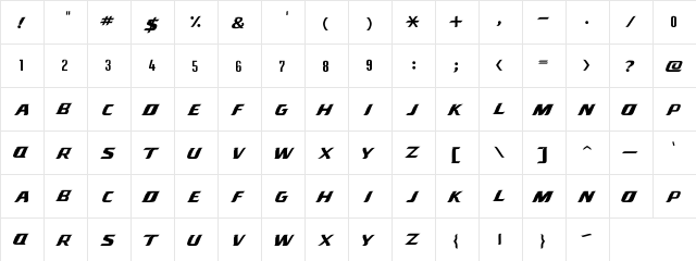 Wayne Fonts Regular  glyph index