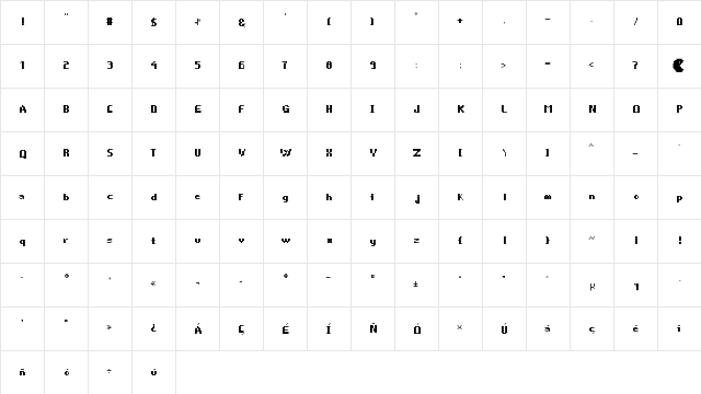Game Over Regular  glyph index