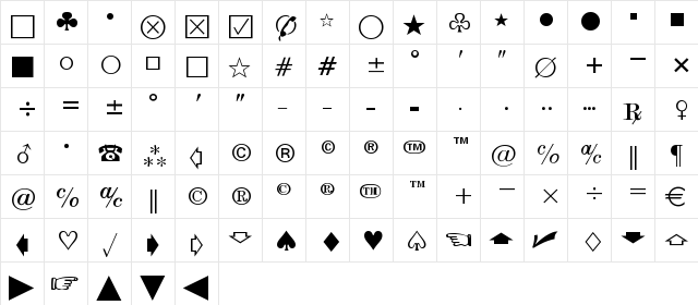 Commercial Pi Normal  glyph index