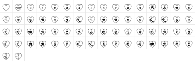 LCR Heartful Rose Regular  glyph index