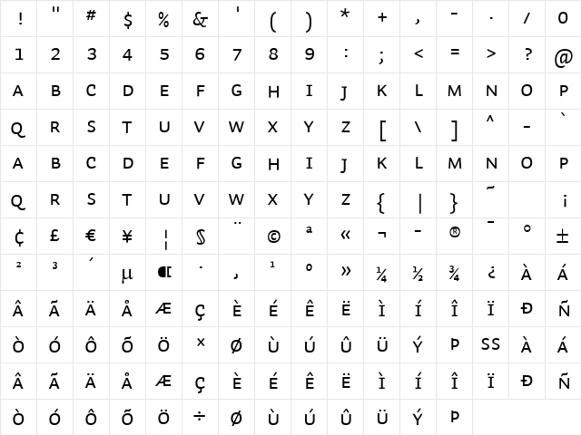 Auto 2 Regular SmCp  glyph index