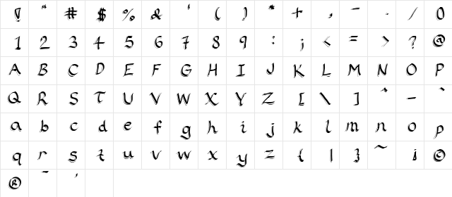 Ribbons 2 Regular  glyph index