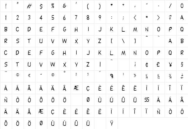DupuyREGular Regular  glyph index