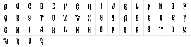 Alleria Regular  glyph index