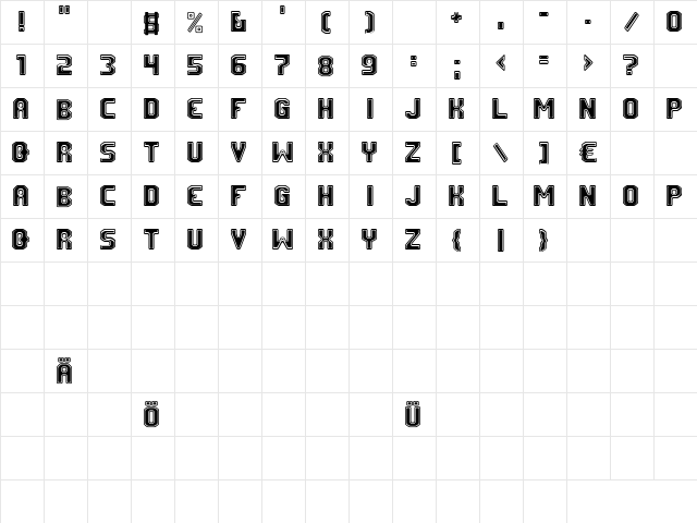 FM University Regular  glyph index
