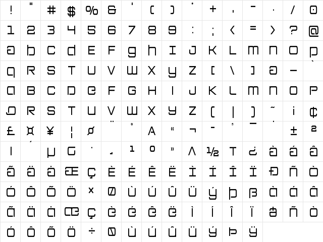Colony Marines Condensed Condensed  glyph index