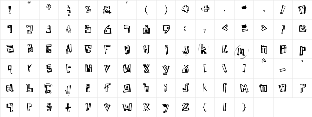 CREEP Regular  glyph index