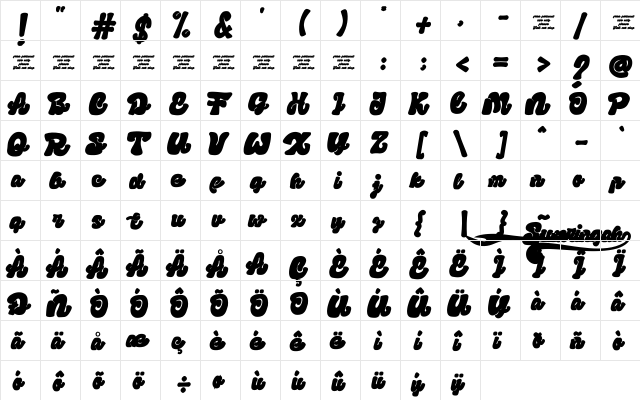 Sumringah freepersonal  glyph index