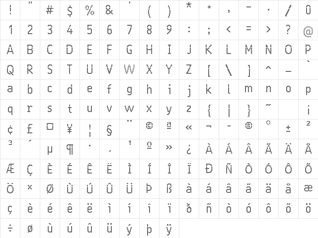 24 LED Regular  glyph index