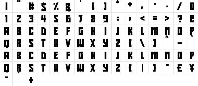 Beyond The Stars Regular  glyph index