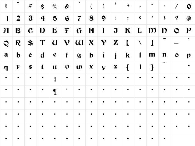 QTBeckman Regular  glyph index