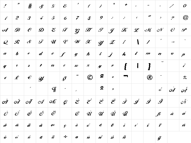 NicholasBeckerAntique-Heavy Regular  glyph index