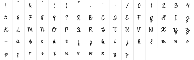 Clara Regular  glyph index
