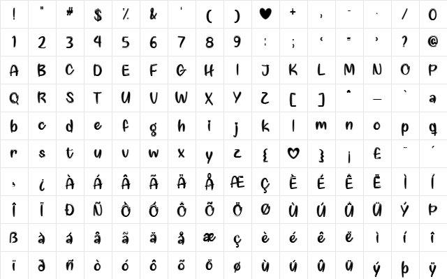 Love Like This Regular  glyph index