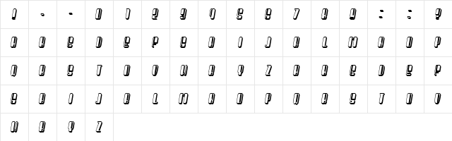 President Condensed Italic  glyph index