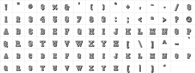 JerseyLetters Regular  glyph index