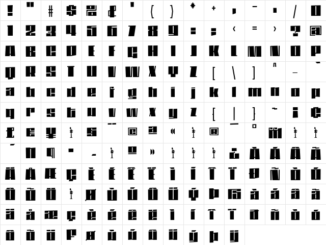DaleysGothic Black  glyph index