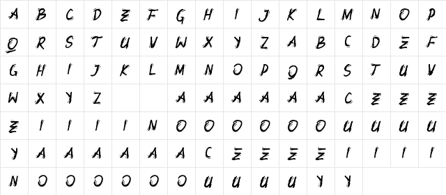 Rottorant Demo Regular  glyph index