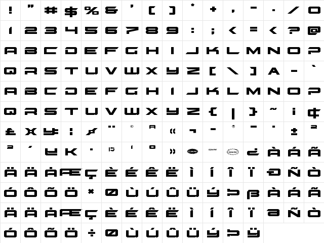 Gypsy Killer Expanded Expanded  glyph index