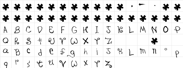 Sneaking York Regular  glyph index