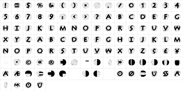 AntiquaInGridBalloons Regular  glyph index