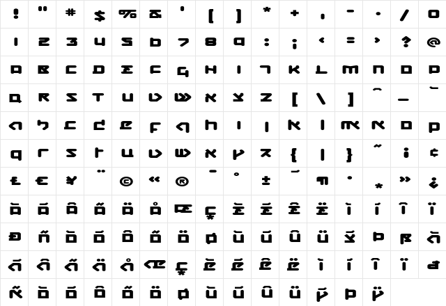 CQN-Molecular-DynamoBold Regular  glyph index