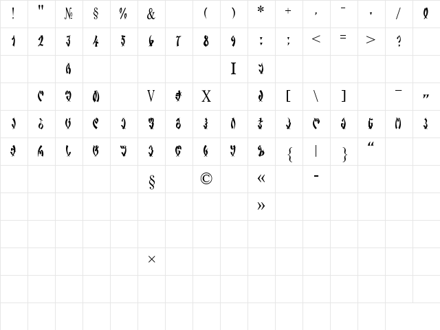 GHINURI Regular  glyph index