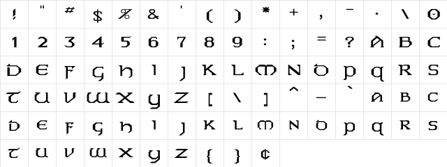 Eire Wd Regular  glyph index