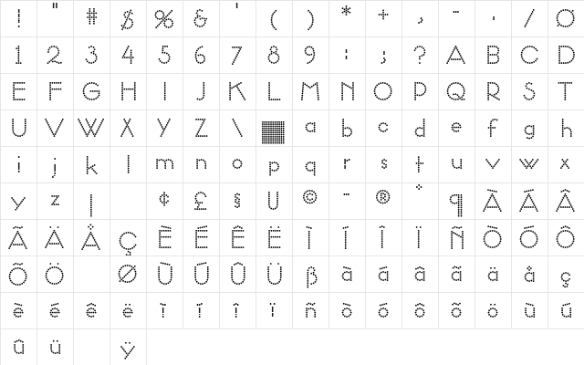 OLMarksman Regular  glyph index