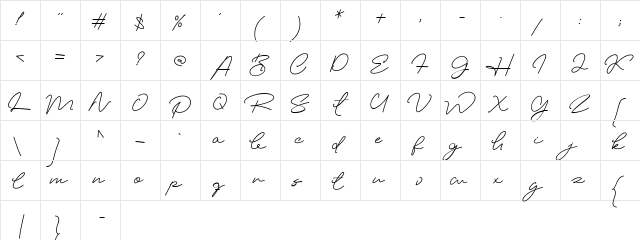 Elizany Regular  glyph index