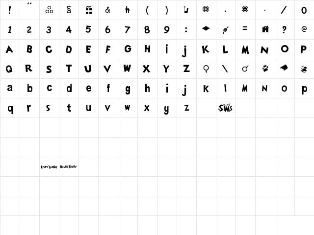 SimLLHP Regular  glyph index