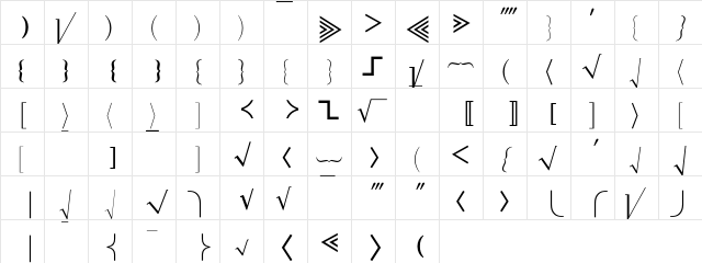 MathTechnical P05  glyph index