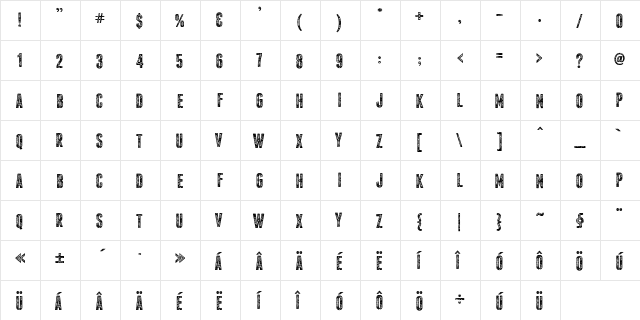 Cortina Regular  glyph index