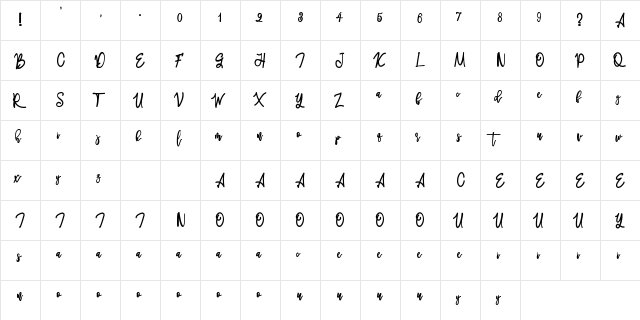 Melankolis Regular  glyph index