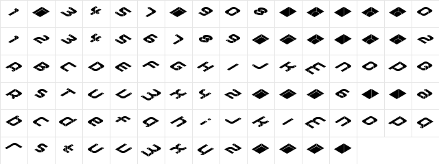 Zhed Regular  glyph index