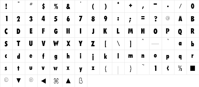 RSFutaruBold Regular  glyph index