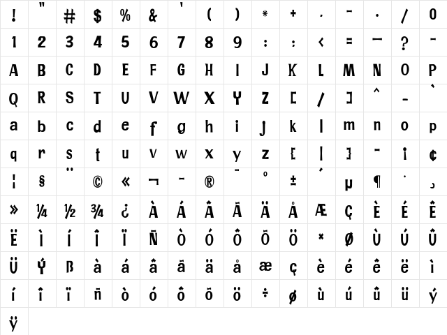 JMH PR COND Regular  glyph index