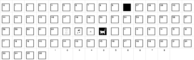 CrosswordLowNumbers Regular  glyph index