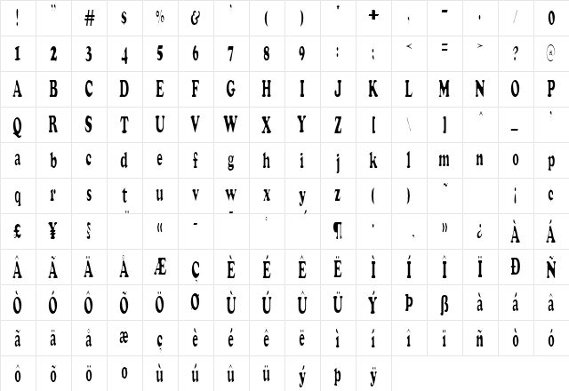 Stretch Plain  glyph index