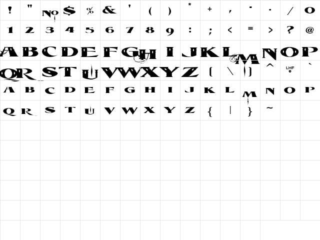 LHFEquinox Regular  glyph index