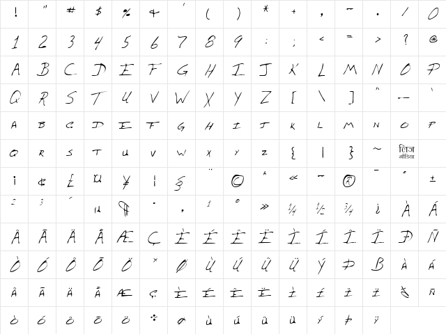 LEHN042 Regular  glyph index