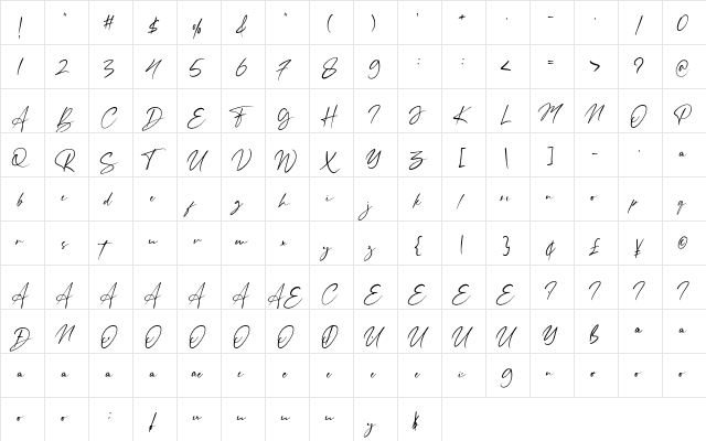 Belmonth Regular  glyph index