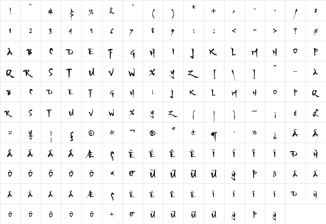 YOZAKURA Regular  glyph index